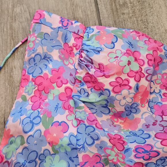 For Love & Lemons Angie Mini Dress Womens L Blue Pink Floral Corset Puff Sleeve - Picture 8 of 16